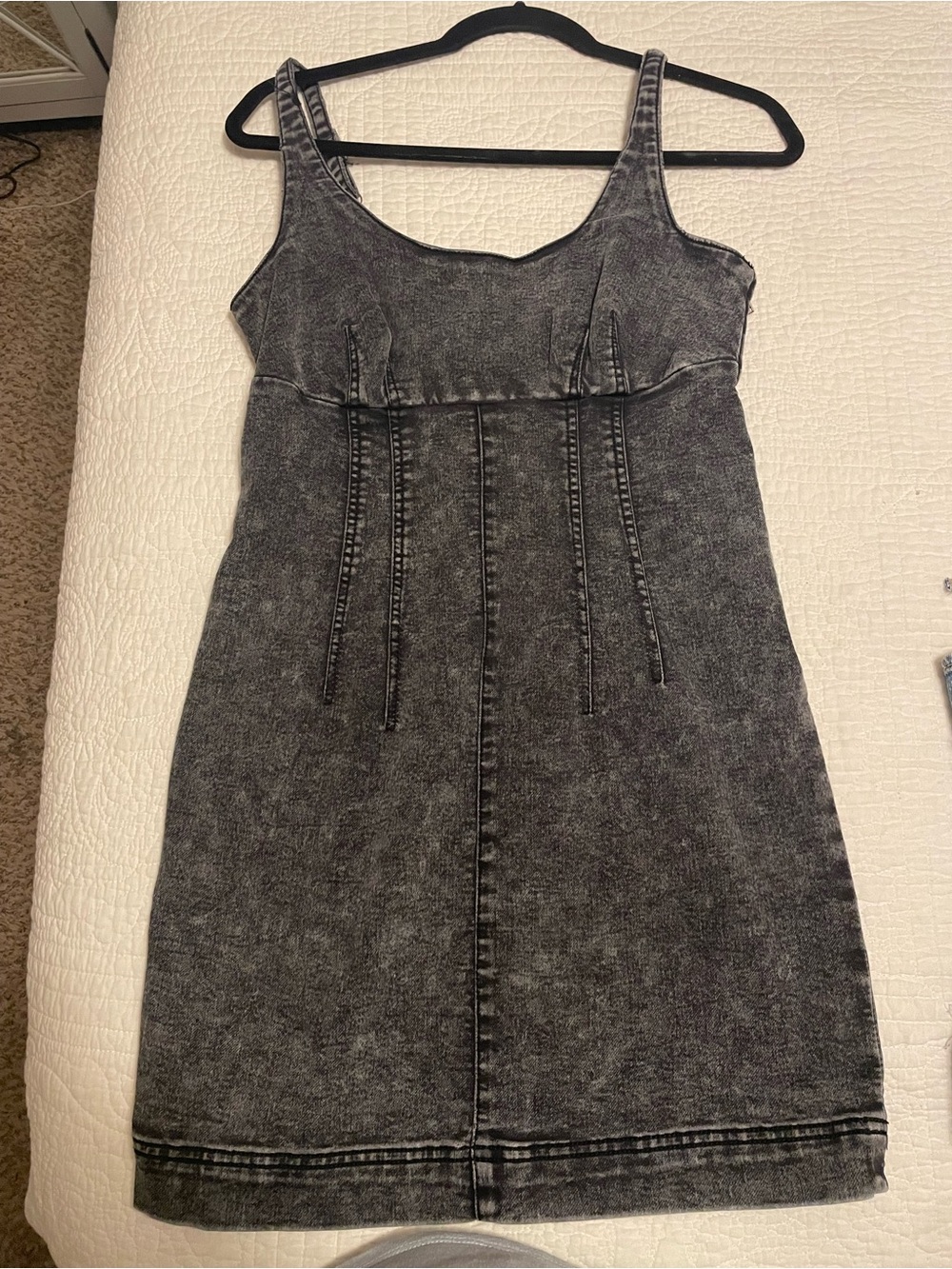 No Boundaries Black Acid-Wash denim mini dress